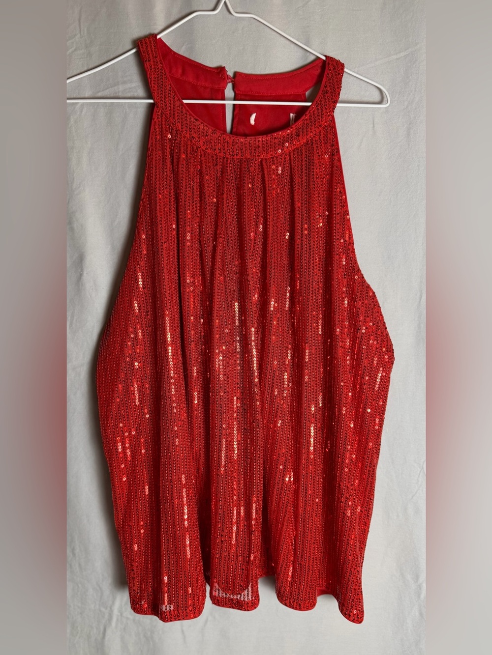 Red Sequin Halter Women's Top
